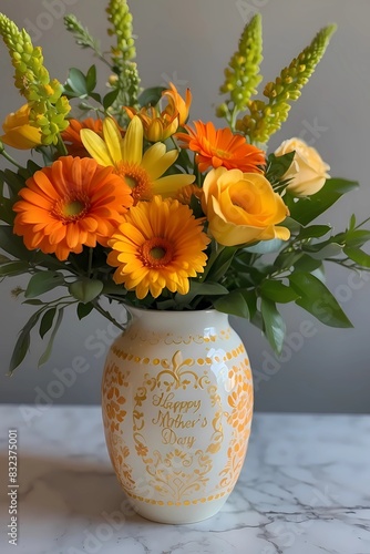 Wallpaper Mural Stunning floral display in a vase, featuring yellow and orange flowers for Mother's Day Torontodigital.ca