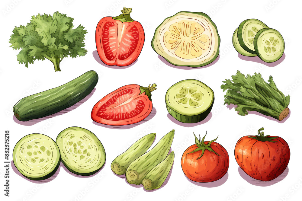 Hand drawn Vegetables spices vector isolated on white background Hand drawn Vegetables spices vector isolated on white background