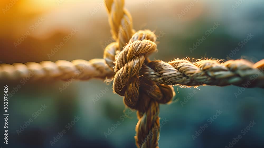 A detailed view of a rope with a blurred background creating a sense of depth and focus on texture. A detailed view of a rope with a blurred background creating a sense of depth and focus on texture.