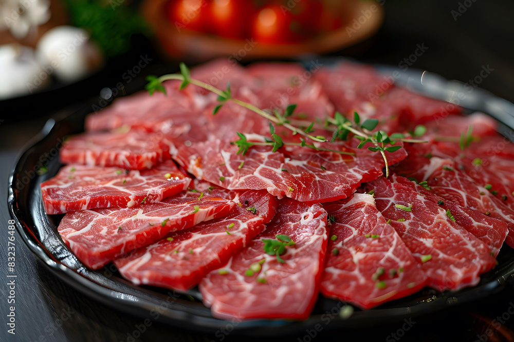 A Plate of Raw Meat on a Table A Plate of Raw Meat on a Table