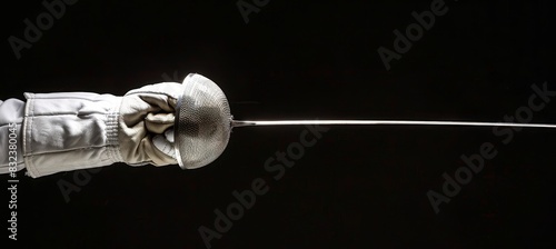 Fototapeta Naklejka Na Ścianę i Meble -  Fencer s glove holding weapon  symbol of readiness and precision in olympic sport