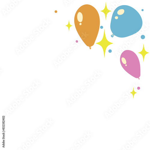 Balloons background, air balloons frame. Greeting card or banner festive concept. Vector illustration in flat style