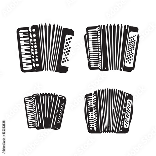 Accordion silhouette vector icon graphic logo ai generated design