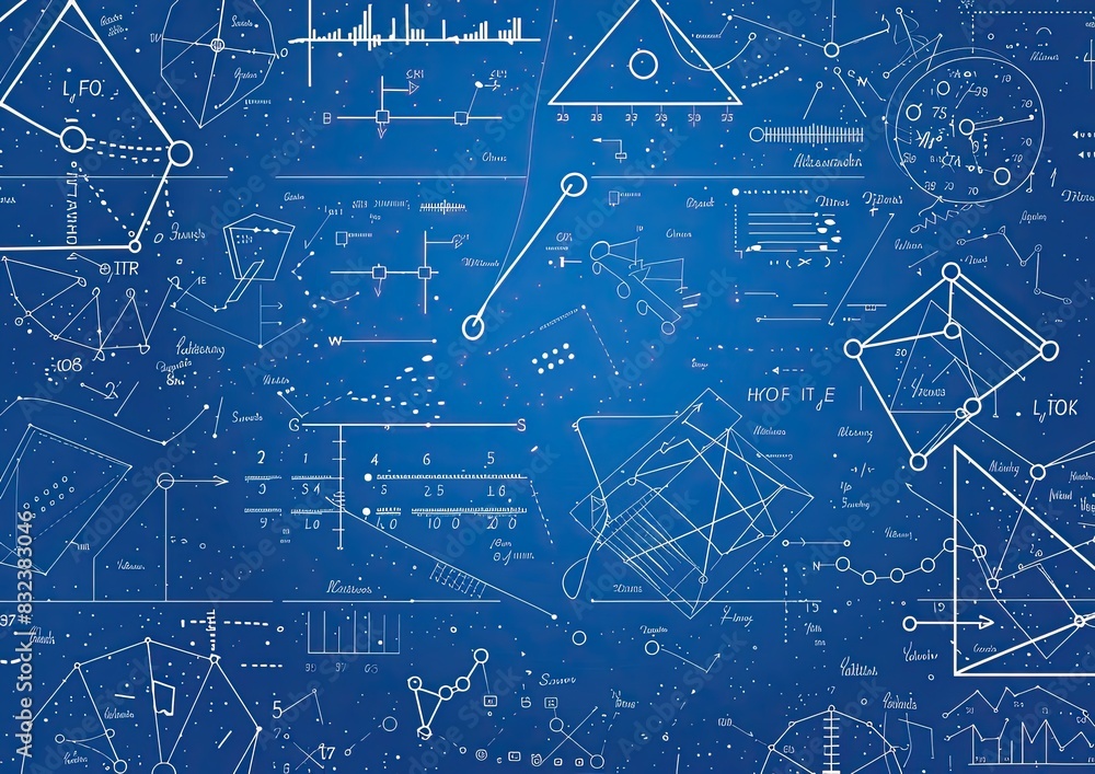 Complex Scientific Formulas on a Blue Background Complex Scientific Formulas on a Blue Background