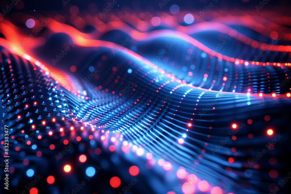 Abstract Waving Particle Technology Background with light effect.
Abstract Waving Particle Technology Background with light effect.
