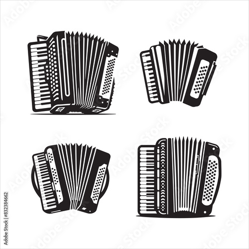 Accordion silhouette vector icon graphic logo ai generated design