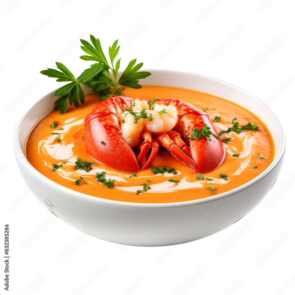 Delicious Bowl of Lobster Bisque Soup isolated on transparent background Delicious Bowl of Lobster Bisque Soup isolated on transparent background