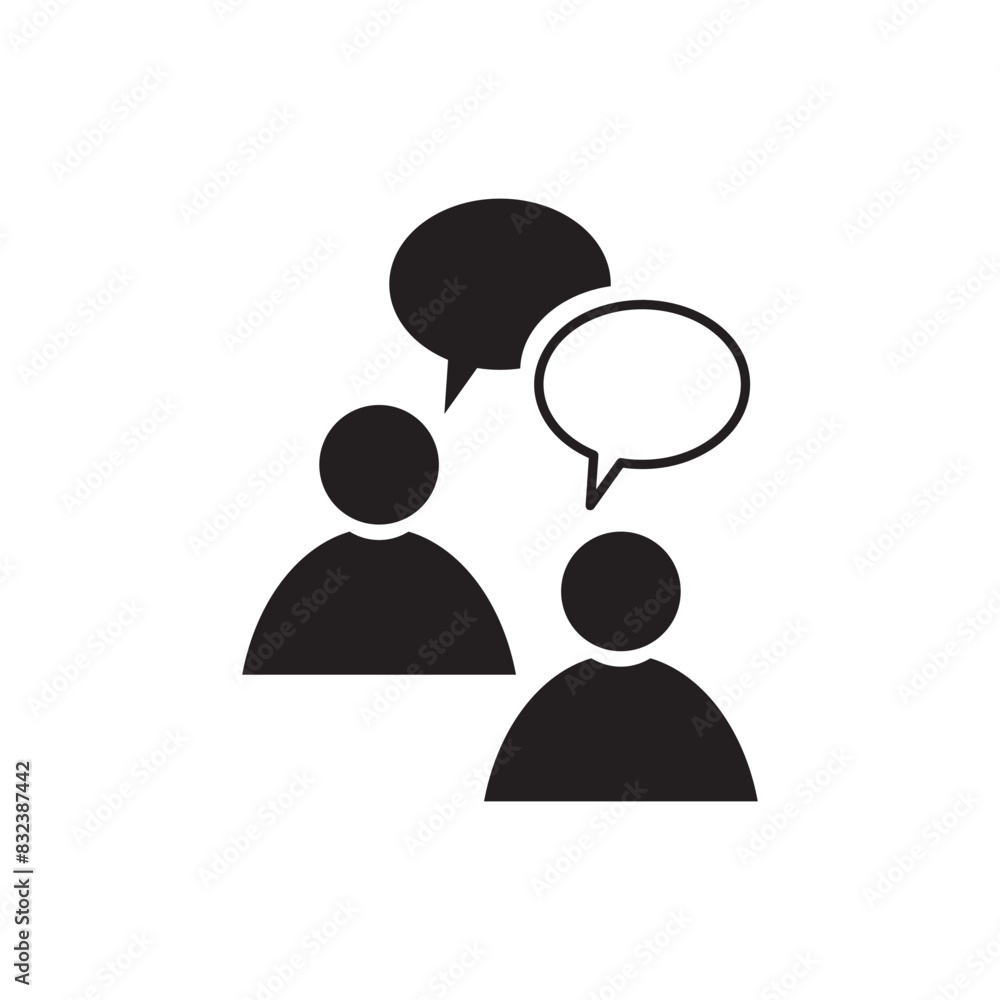 Speaking people black icon vector image, pictogram cartoon Speaking people black icon vector image, pictogram cartoon
