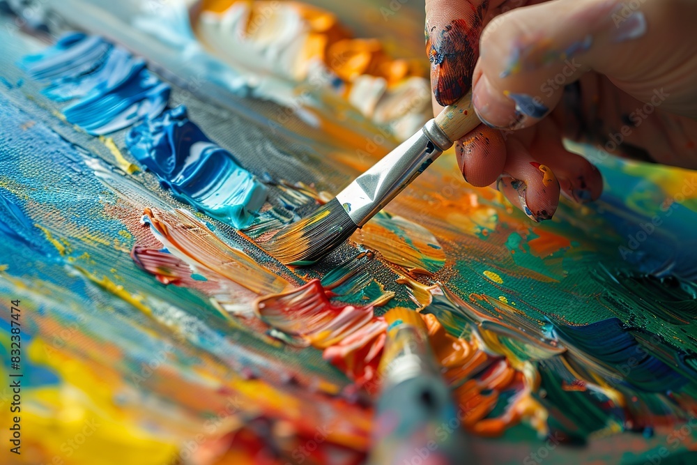 An artist creating a vibrant masterpiece with a burst of colors.