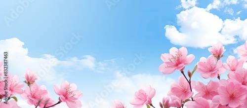 Pink flowers and sky at daytime. copy space available
