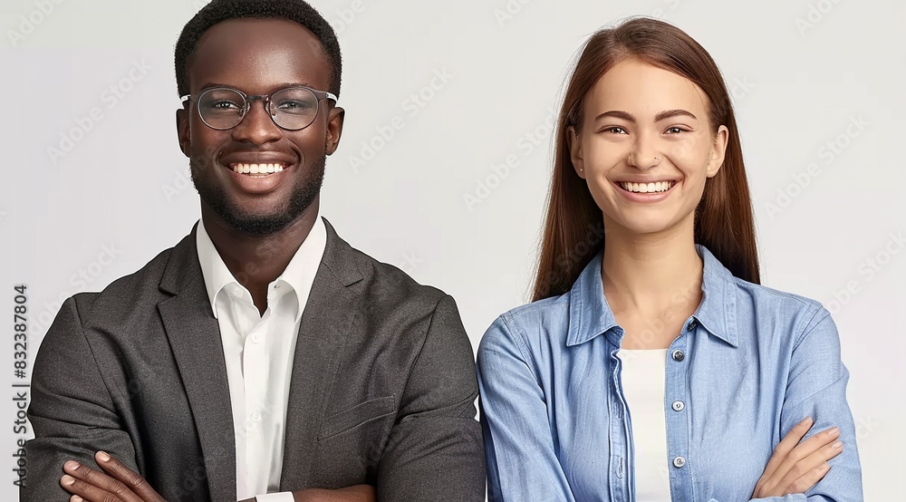 Portrait of happy multi ethnic business couple Portrait of happy multi ethnic business couple