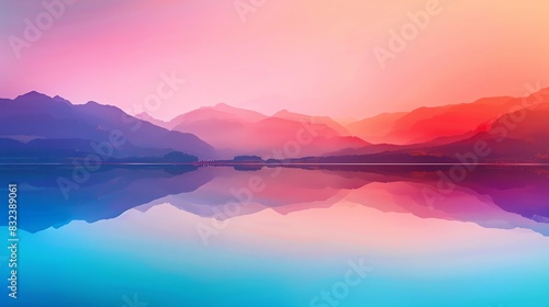 Wallpaper Mural Breathtaking mountain landscape at sunset, with vibrant colors reflecting in the calm lake, creating a serene and picturesque view. Torontodigital.ca