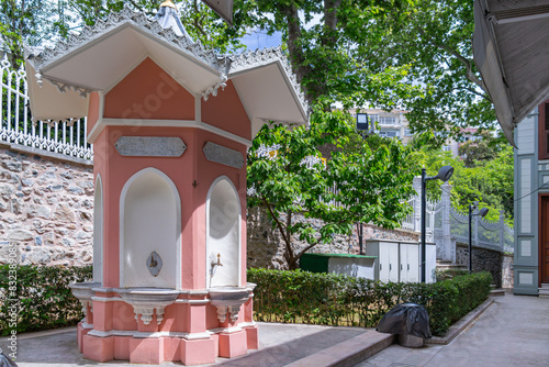 Fountain in the garden of the historic Ertuğrul Tekke Mosque.