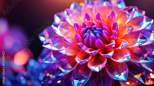 Vibrant flower in nano polycrystalline diamonds. Generative ai photo