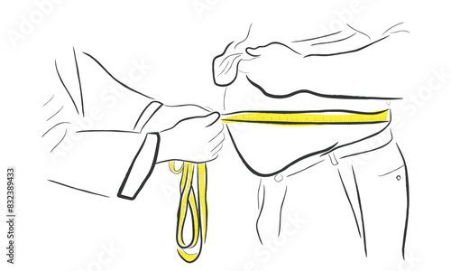 Hand drawn line art vector of Obese person. Obesity and its impact on health.