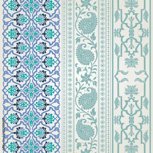 wedding card design, traditional paisley floral pattern , royal India	