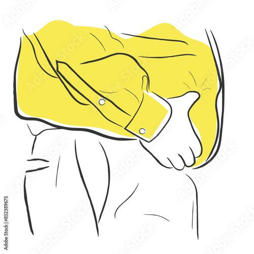 Hand drawn line art vector of Obese person. Obesity and its impact on health