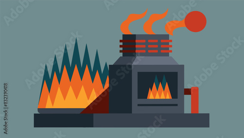 The deafening sound and seemingly endless supply of coal feed the everburning flames of the furnace creating a neverending cycle of heat and power.. Vector illustration