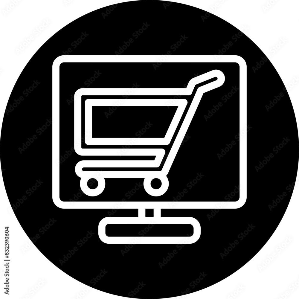 Online Store Line White Circle Black Icon Design Online Store Line White Circle Black Icon Design