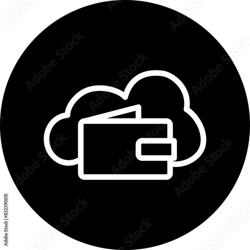 Ewallet Line White Circle Black Icon Design
