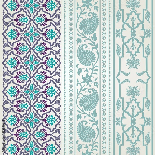 wedding card design, traditional paisley floral pattern , royal India	