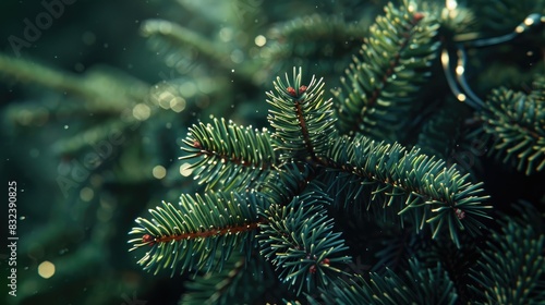 A detailed image of a fir tree at Christmas