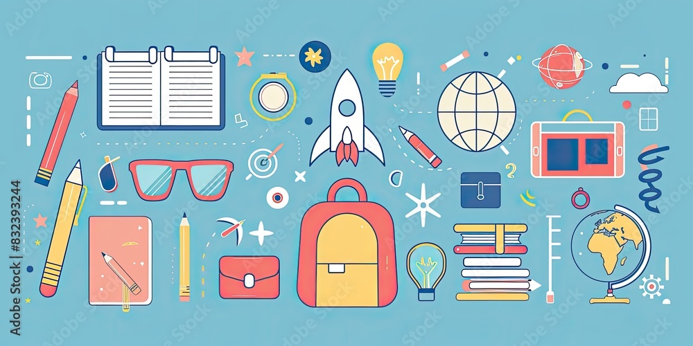 Flat Design Back to School Icons and Elements Flat Design Back to School Icons and Elements
