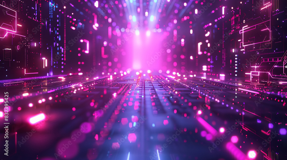 Cyber neon lights forming a futuristic pattern with a vibrant purple glow Cyber neon lights forming a futuristic pattern with a vibrant purple glow