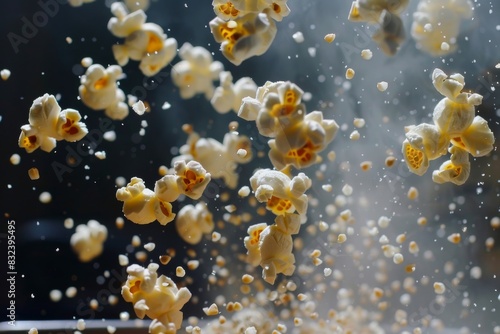 Transformation captured  popcorn kernels popping in hot air popper
