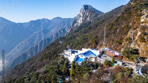 Aerial of Hanpo Pass, Mount Lu (Lushan), UNESCO World Heritage Site, Jiujiang, Jiangxi, China photo
