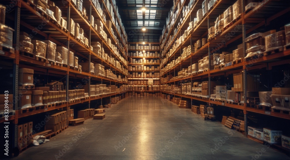 Large warehouse with multiple shelves Large warehouse with multiple shelves