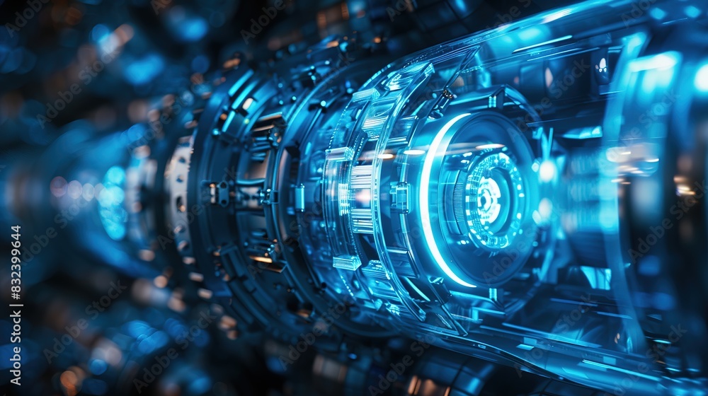 Transparent Frosted Glass Number : Glowing Sci-Fi Blue Mechanical Design Transparent Frosted Glass Number : Glowing Sci-Fi Blue Mechanical Design