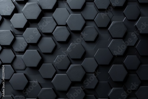 Black Hexagons, Matte and glossy hexagonal tiles, Modern Geometry