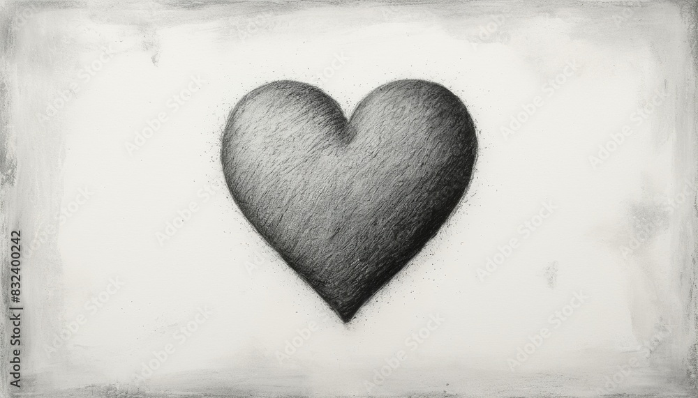 Fototapeta premium Vintage Heart Illustration with Aged Graphite Texture