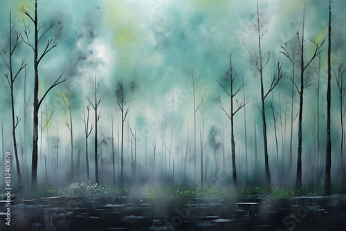 calming forest fog. generative ai photo