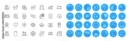 Smile chat, Download file and Globe line icons pack. Business skill, Info, Accounting report web icon. Auction, Loyalty points, Cloud server pictogram. Businessman case, Leadership, Interview. Vector