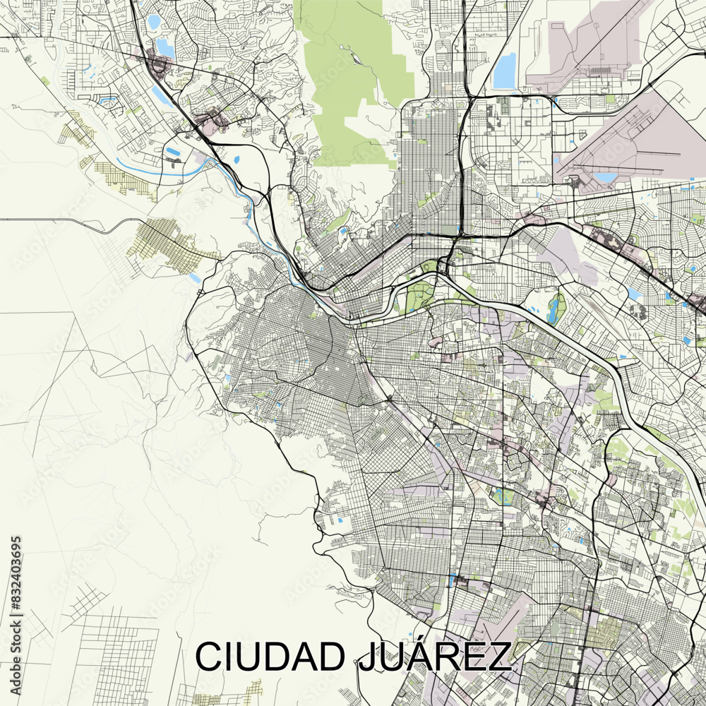 Fototapeta premium Ciudad Juárez, Mexico map poster art