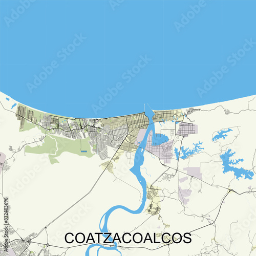 Coatzacoalcos, Mexico map poster art photo