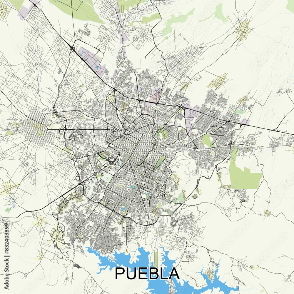 Obraz premium Puebla, Mexico map poster art