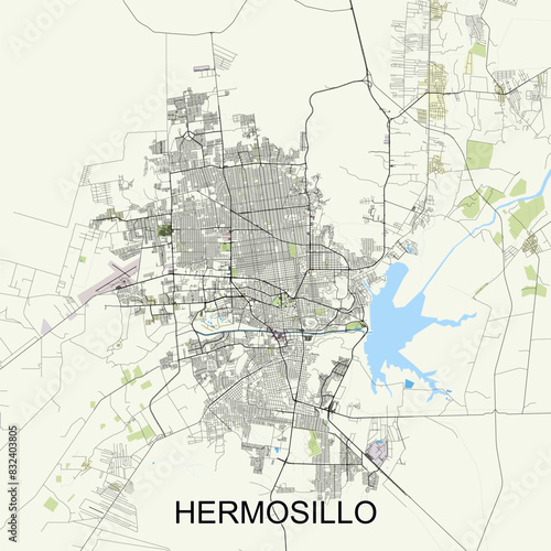 Hermosillo, Mexico map poster art
