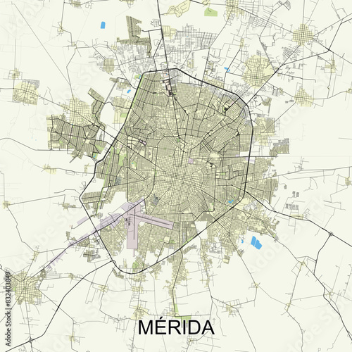 Mérida, Mexico map poster art