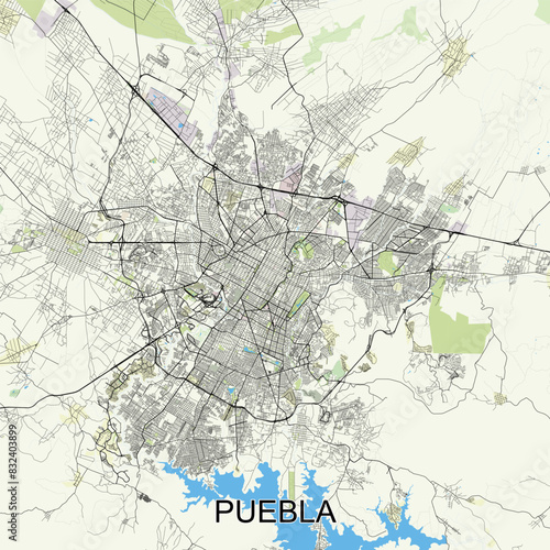 Puebla, Mexico map poster art