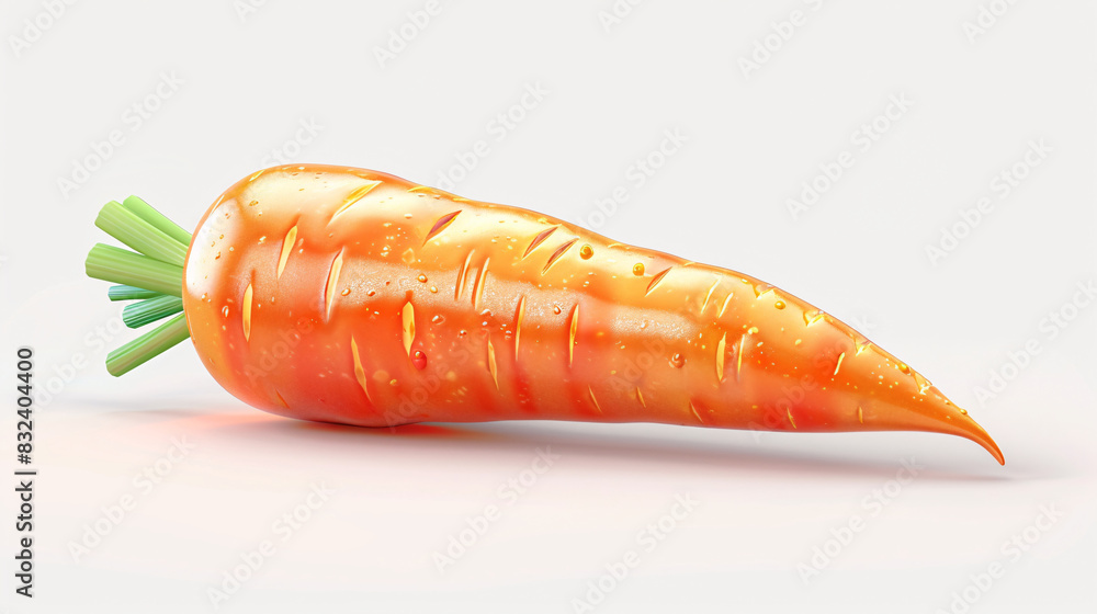 Glossy 3D icon of a fresh carrot on a white background Glossy 3D icon of a fresh carrot on a white background