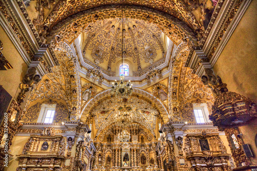 Polychrome Figures and Golden Reliefs, Baroque Interior, Church of San Francisco Acatepec, founded mid-16th century, San Francisco Acatepec, Puebla photo