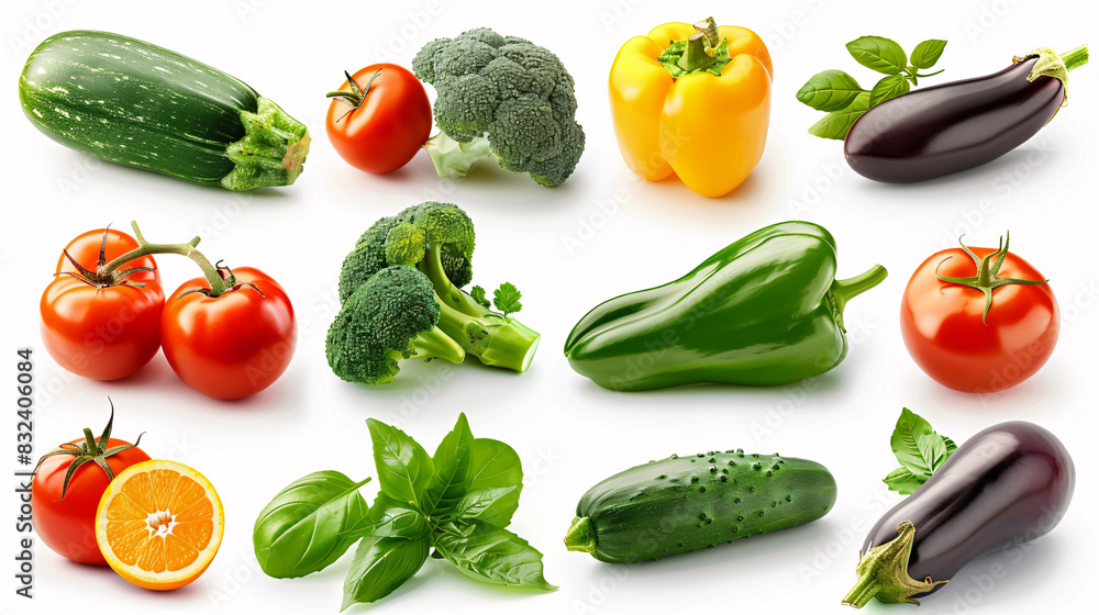 Glossy icon set of fresh vegetables on a white background Glossy icon set of fresh vegetables on a white background