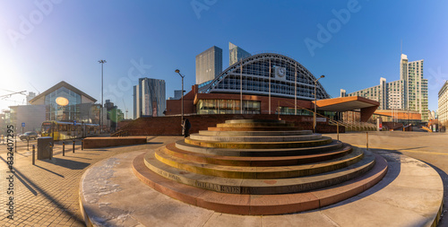 View of Manchester Central Convention Complex and Peterloo Massacre Monument, Manchester, Lancashire, England
