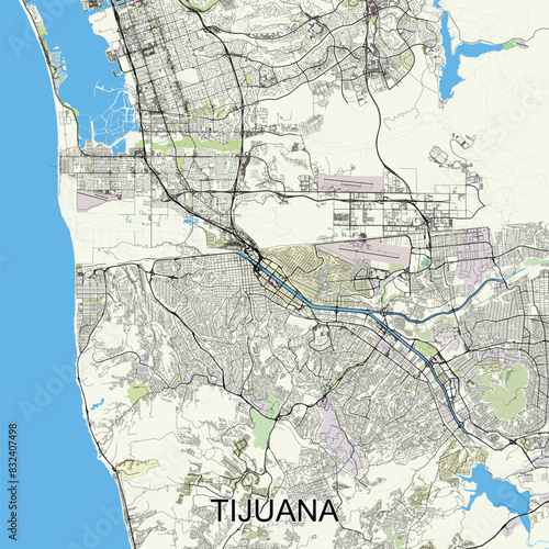 Tijuana, Mexico map poster art