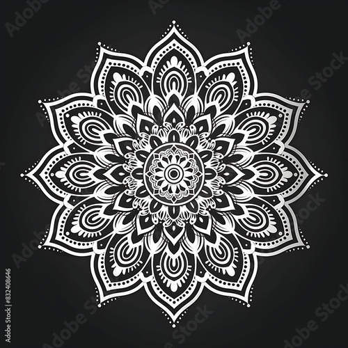 Floral Design | a white and black flower design on a black background Floral Design