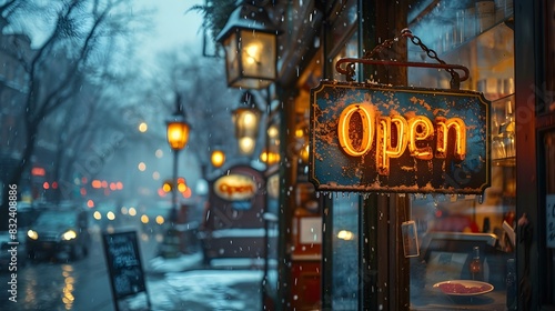 Open Sign on Shop Door photo