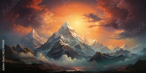peak of mountain landscape illustration © Sutthi